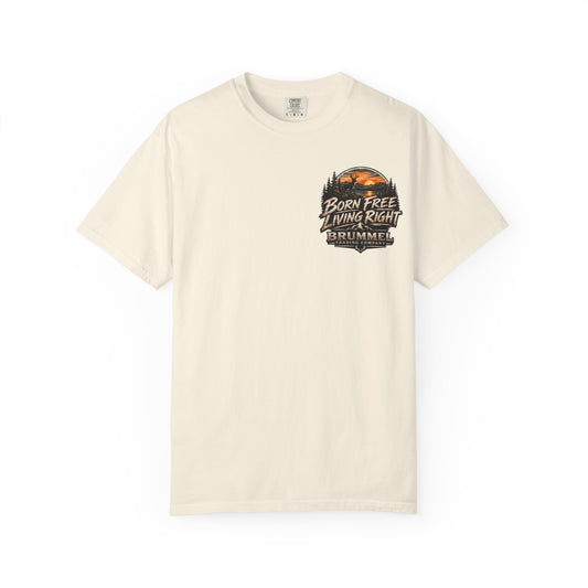 Born Free Living Right T-Shirt — Outdoor Sunset Deer Graphic Tee