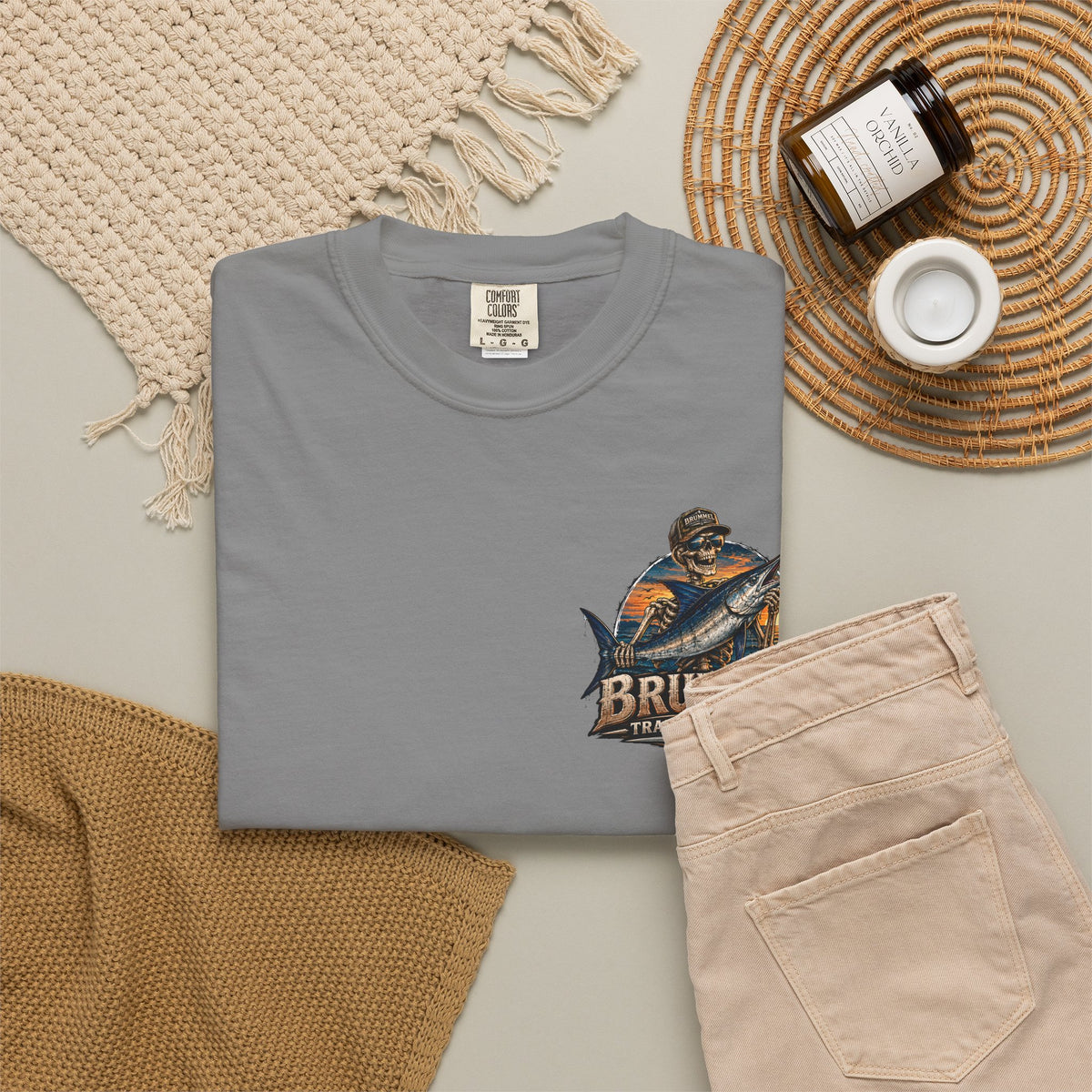 Brummel Trading Company Marlin Skull T-Shirt — Fishing Sunset Graphic Tee