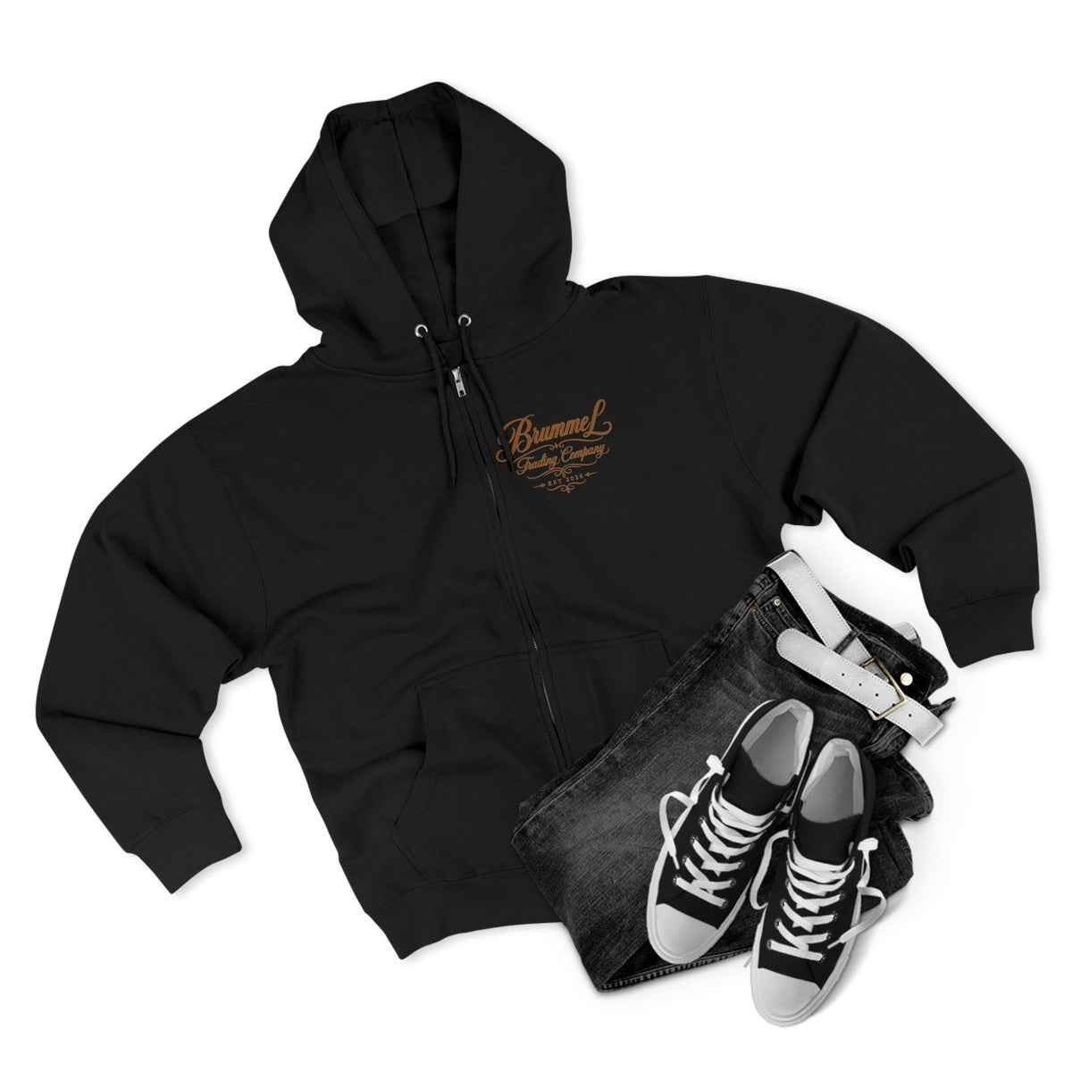 Vintage Script Zip Hoodie — Brummel Trading Company Design