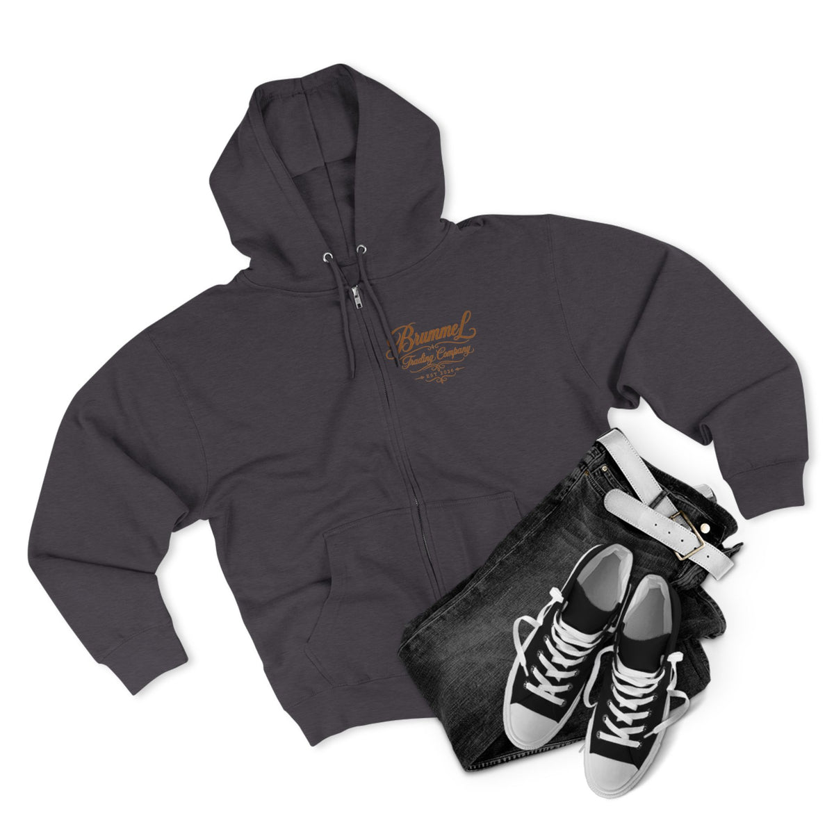 Vintage Script Zip Hoodie — Brummel Trading Company Design