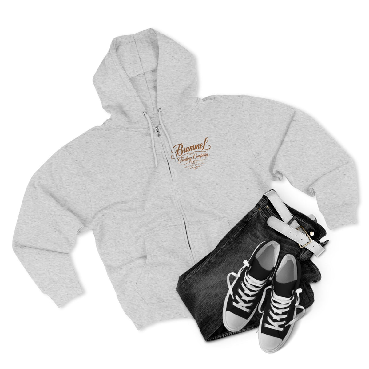 Vintage Script Zip Hoodie — Brummel Trading Company Design