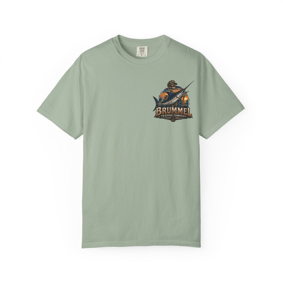 Brummel Trading Company Marlin Skull T-Shirt — Fishing Sunset Graphic Tee