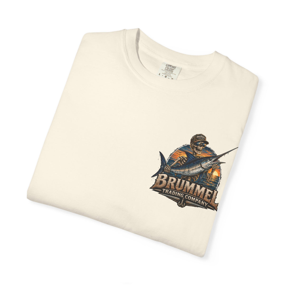 Brummel Trading Company Marlin Skull T-Shirt — Fishing Sunset Graphic Tee