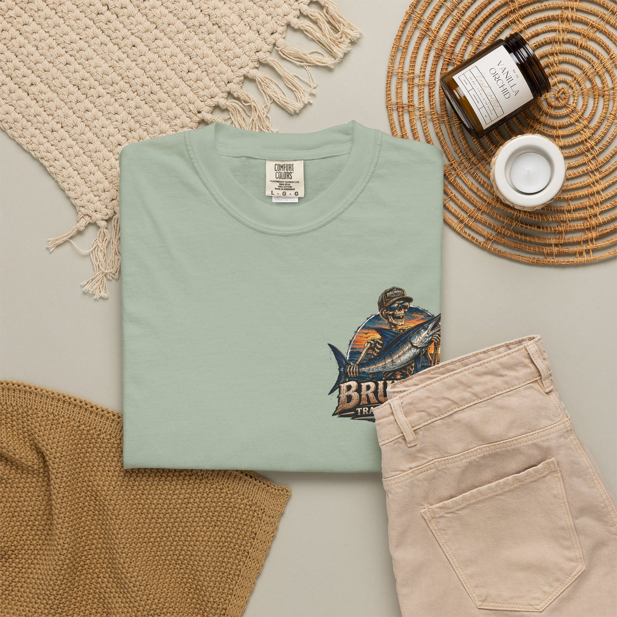 Brummel Trading Company Marlin Skull T-Shirt — Fishing Sunset Graphic Tee