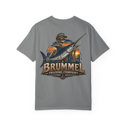 Brummel Trading Company Marlin Skull T-Shirt — Fishing Sunset Graphic Tee