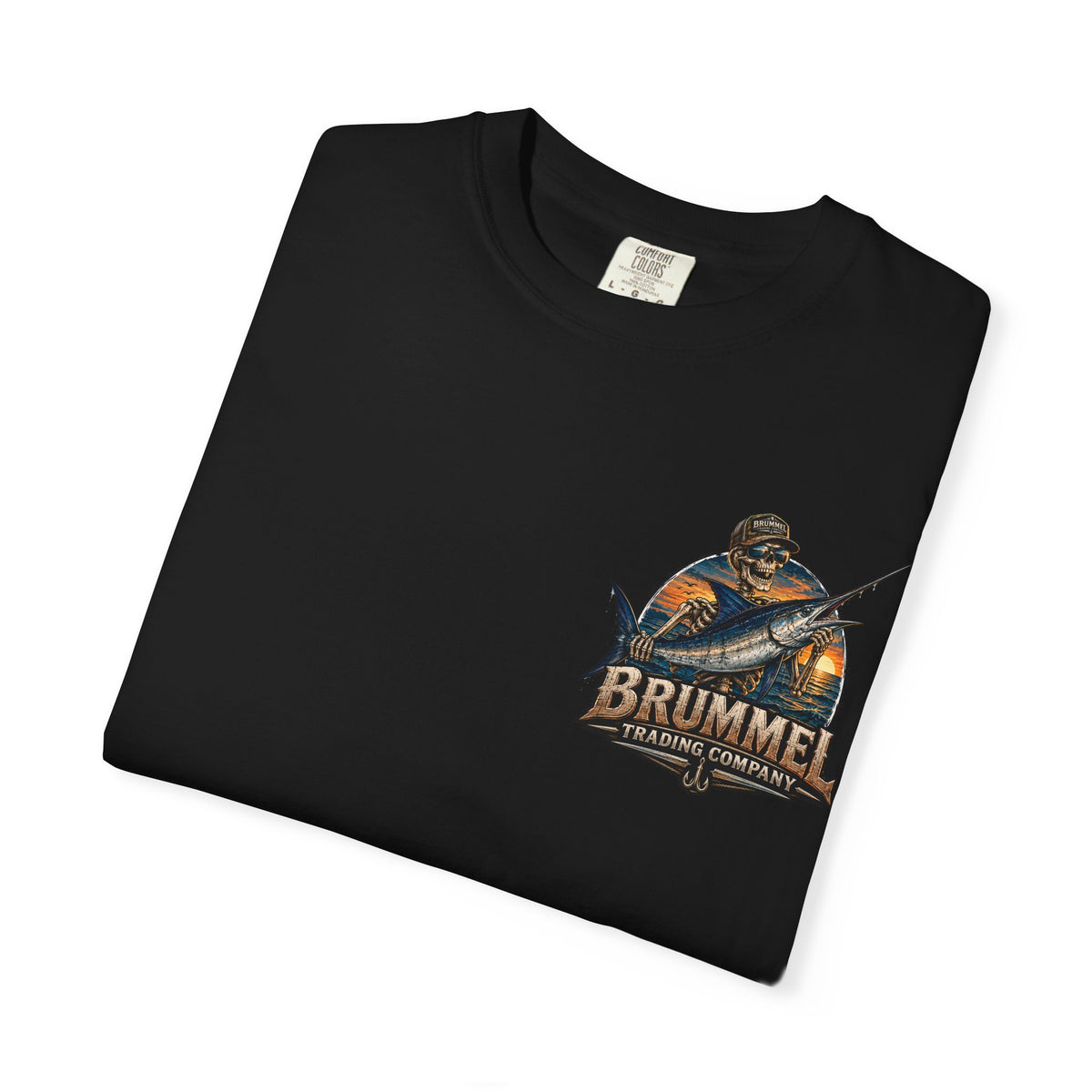 Brummel Trading Company Marlin Skull T-Shirt — Fishing Sunset Graphic Tee