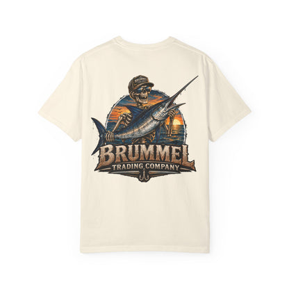 Brummel Trading Company Marlin Skull T-Shirt — Fishing Sunset Graphic Tee
