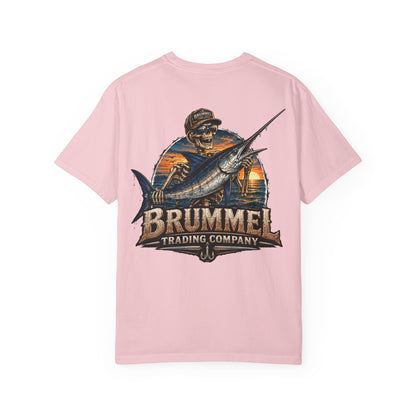 Brummel Trading Company Marlin Skull T-Shirt — Fishing Sunset Graphic Tee