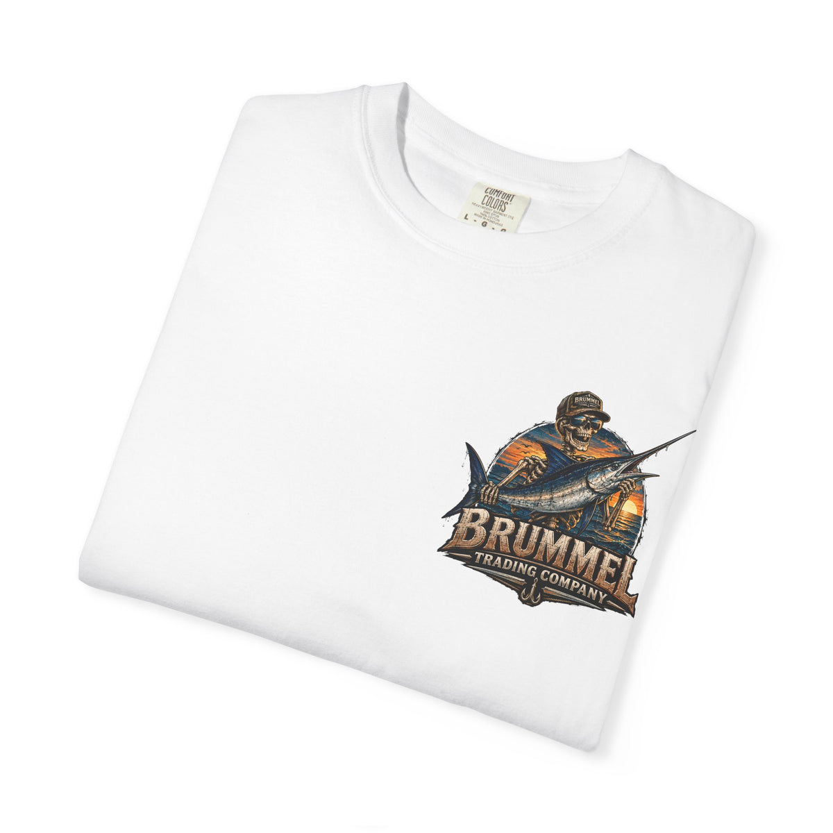 Brummel Trading Company Marlin Skull T-Shirt — Fishing Sunset Graphic Tee