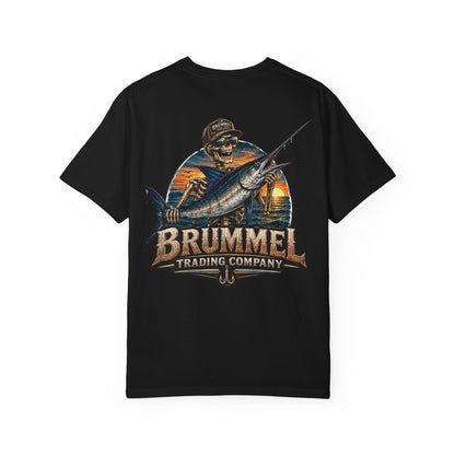 Brummel Trading Company Marlin Skull T-Shirt — Fishing Sunset Graphic Tee
