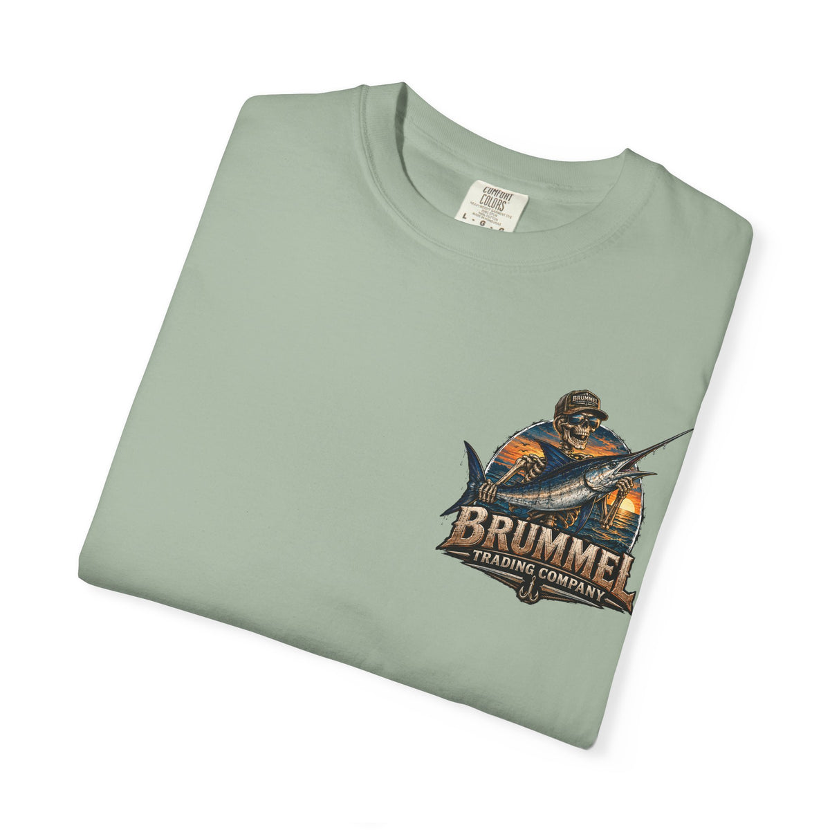 Brummel Trading Company Marlin Skull T-Shirt — Fishing Sunset Graphic Tee