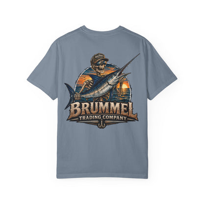 Brummel Trading Company Marlin Skull T-Shirt — Fishing Sunset Graphic Tee